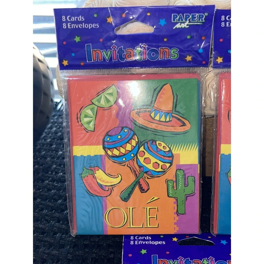 FIESTA PARTY‎ INVITIATIONS Cinco de Mayo / Birthday New Never Used 5 Packs
